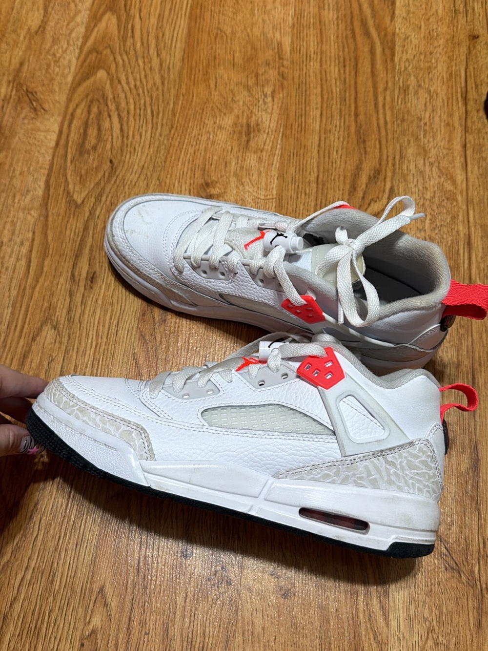 Jordan White Sneakers with Red Accents
